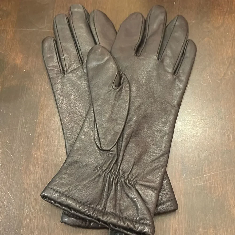 Vintage Black Leather Gloves 7